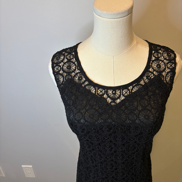 Co.lette Women's Sleeveless Black Lace A-line Midi Dress, SZ 12 - Picture 2 of 9